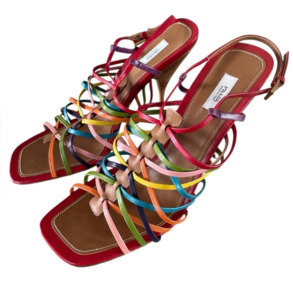 Prada Shoes - RARE Prada Rainbow Strappy Heels Sandals Vintage